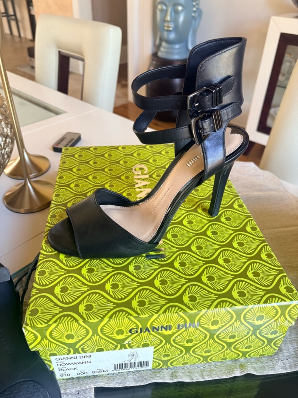 Gianni Bini Black Strappy Buckle High Heel Sandals